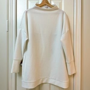 Bright White Ribbed ottoman Tunic Style Shirt